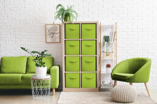 Sorbus Fabric Storage Cubes - 8 Foldable Storage Bins for Organizing Pantry, Cubbies, Toy Box - Clothes Storage & Closet Organizer - 11 Inch Collapsible Cube Baskets for Shelves with Handle - color: Green 8 Pack, size: 11 Inch