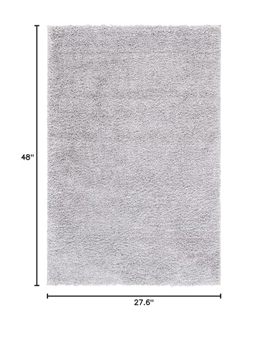 SAFAVIEH August Shag Collection Accent Rug - 2'3" x 4', Silver, Solid Design, Non-Shedding & Easy Care, 1.2-inch Thick Ideal for High Traffic Areas in Entryway, Living Room, Bedroom (AUG900G) - color: Silver, size: 2'3" x 4' (Rectangular)
