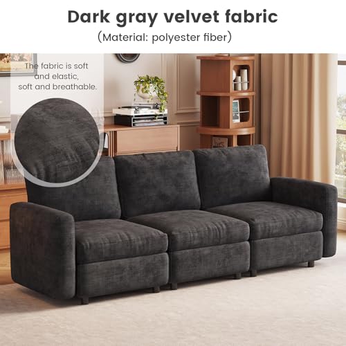 Miuuod 3-Seat Modular Sofa Couch Grey with Ergonomic Cushions, Convertible Sleeper Sectional for Living Room Bedroom Apartment, Cloud Futon Lounge Furniture Set for Small Spaces - color: Grey, style: 3 Seats（3 Seats only）