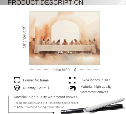 NLIEOPDA The Last Supper Bible Wall Art Religious Christian Jesus Canvas Poster Minimalist Modern Aesthetic Painting for Home Prayer Room Church Wall Decor 16X24 inch Unframed - color: Christian4-Unframed, size: 24"L x 16"W