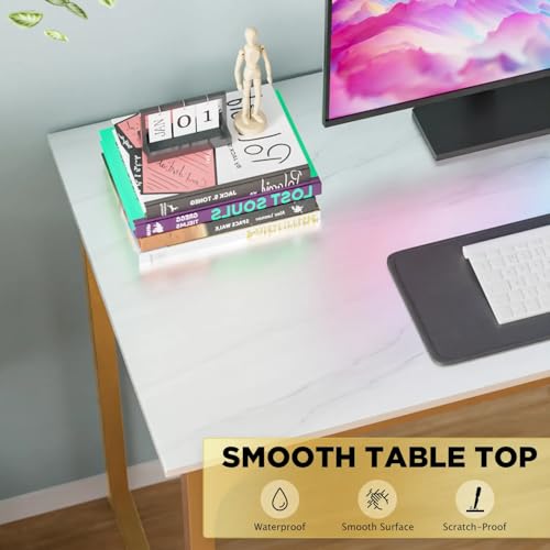 40 inches Computer Desk, Modern Writing Desk, Simple Study Table, Industrial Office Desk, Sturdy Laptop Table for Home Office - color: Gold, size: 40 inch