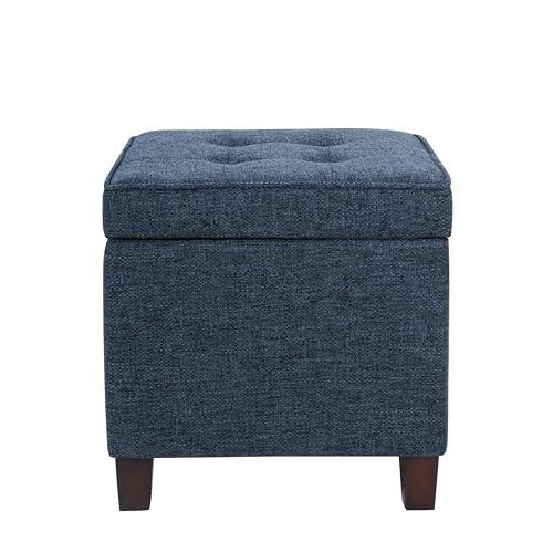 HomePop 18" Square Tufted Storage Ottoman - Dusty Navy - color: Dusty Navy