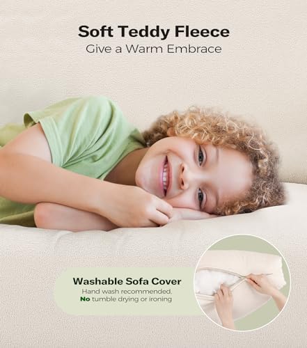 Welzona Loveseat, 51" Small Couch, Teddy Love Seat, Small Loveseat Sofa | Comfy Teddy Fabric, Tool-free Setup, Washable Covers, All-wood Small Sofa Couch for Living Room, Bedroom, Small Spaces, Beige - color: Beige, size: loveseat