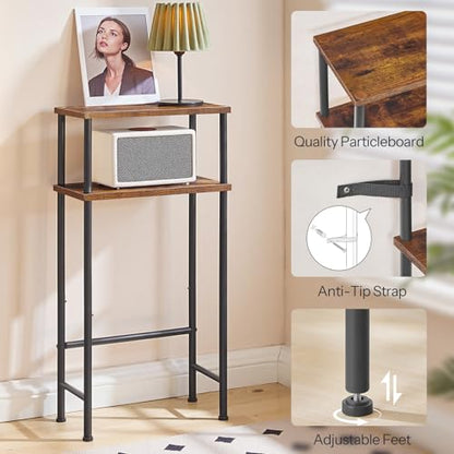 HOOBRO Narrow Console Table Set of 2 for Small Space, 15.7" Entryway Table with Storage, Sofa Table with 2 Shelves, Skinny Console Tables for Entryway, Hallway, Rustic Brown and Black BF40XGP201 - color: Rustic Brown + Black