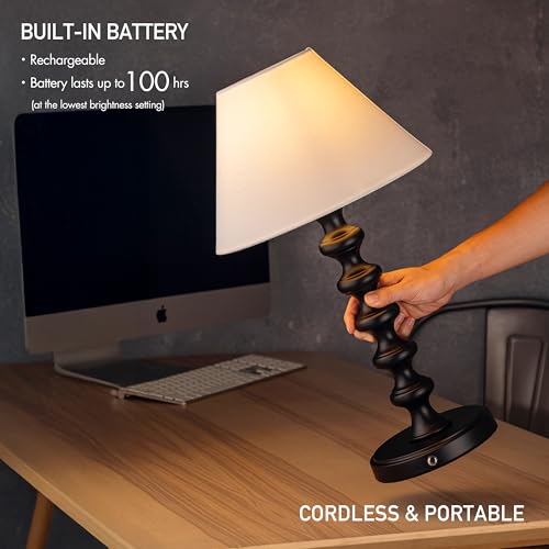 O'Bright Ember Rechargeable Table Lamp (Black_Baluster) - color: Black_Baluster