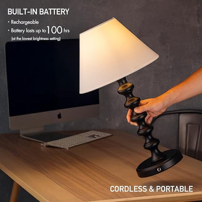 O'Bright Ember Rechargeable Table Lamp (Black_Baluster) - color: Black_Baluster