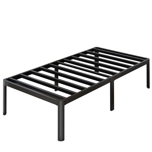 Yicensen 14 Inch Twin Bed Frames Rounded Corner Legs Heavy Duty Platform Twin Metal Bed Frame for Kids, Easy Assembly, Noise Free, No Box Spring Needed, Black. - size: Twin, style: 14 Inch