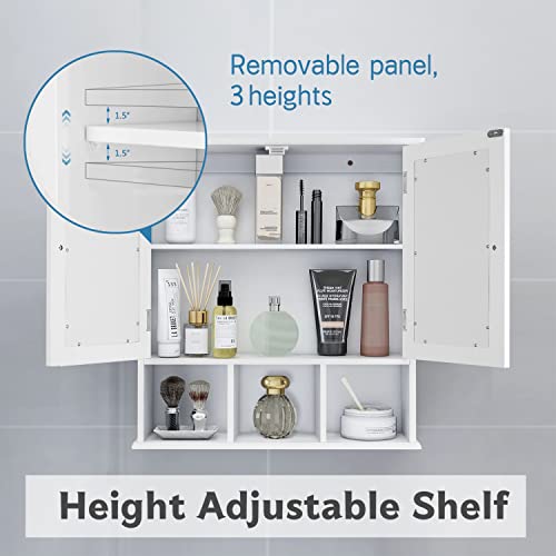 TaoHFE White Bathroom Wall Cabinet with 2 Door Adjustable Shelves | Over The Toilet Storage White Wall Mounted Medicine Cabinets for Bathroom Laundry Room Kitchen - color: White