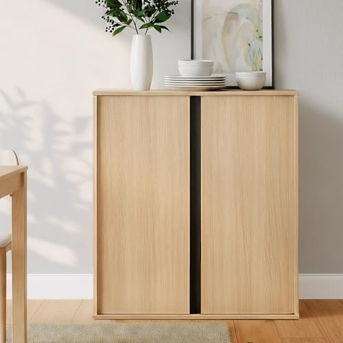 KISLOT 31.5" Sideboard Buffet Cabinet with Storage Modular Accent Display Kitchen Storage Cabinet Wood Coffee Bar Console for Living Room, Hallway, Kitchen, Dining Room,Natural Oak - color: Natural Oak, size: 1 PC(31.5 IN)