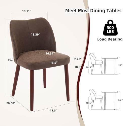 GarveeHome Leather Dining Chairs Set of 4 Upholstered PU Dining Chair with Wood Legs, Wing Backrest, Wooden Kitchen Chairs with Thick Cushions, Leveling Feet for Dining Room, Living Room, Taupe - color: Taupe Pu