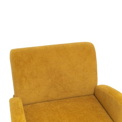 33" Velvet Fabric Modern Comfort Lazy Cloud Chair, Upholstered Deep Seat Single Sofa with Birch Legs, Fashion Lounge Chair with Slim Design for Living Room, Brown Yellow - color: Brown Yellow