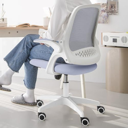 NEO CHAIR Office Desk Chair, Ergonomic Mesh with Flip-Up Armrests, Purple | Lumbar Support, Height Adjustment, 360° Swivel and Rolling Base, Space-Saving Design for Home Office, Vanity or Study - color: Purple