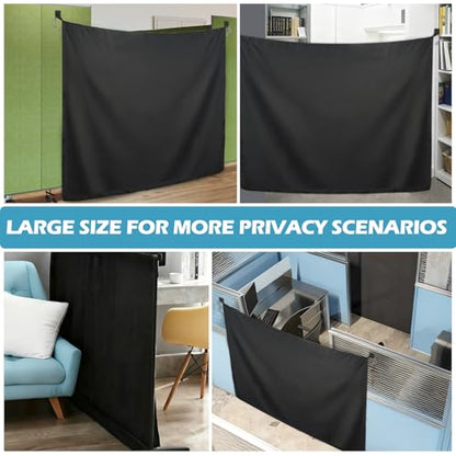 78 X 53 Inch Cubicle Curtain for Office, Blackout Privacy Curtains for Room Divider with Self Adhesive Hook Privacy Door Partition, Black
