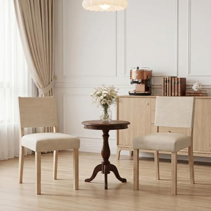 Giantex Set of 2 Upholstered Dining Chairs with Linen Fabric Seat | Kitchen Chairs with Solid Rubber Wood Legs & Backrest, Modern Accent Side Chairs for Living Room, Kitchen, Home Office