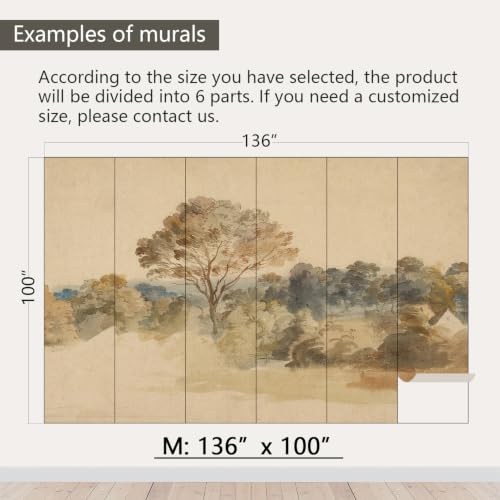 AFZEVEB-Beige Jungle Peel and Stick Wallpaper Walls Mural for Bedroom - color: X808, size: 136" x 100"