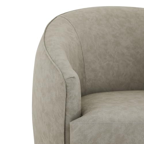 CHITA Leather Barrel Swivel Chair, Wood Frame, Fully Assembled, Stone Grey | Modern Armchair with FSC Certified Wood Frame, Living Room Chair for bedroom & office, 31.5"Dx32.3"Wx28.7"H, 350 Lbs Capacity - color: Stone Grey - Faux Leather