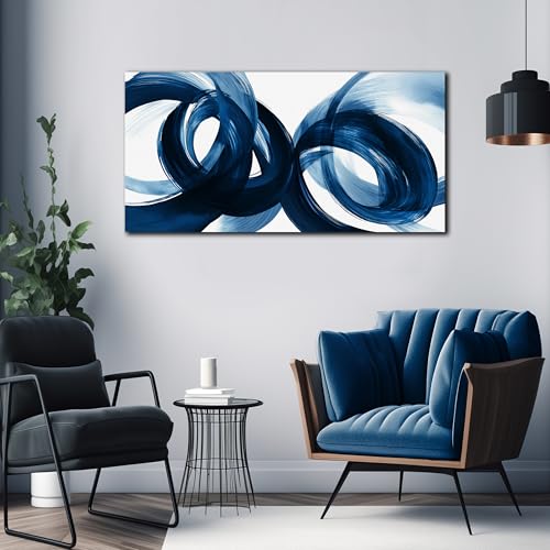 MXUNYZ Blue Abstract Canvas Wall Art Bedroom Modern Minimalist Wall Decor | 20 x 40 Inches Wall Painting for Living Room,Hallway Home Office Abstract Canvas Art,Teen Room Decor - color: Blue, size: 40"L x 20"W