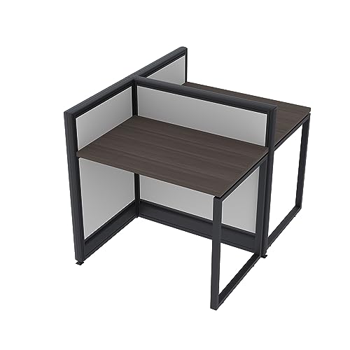 2 Person Call Center T-Shape Cubicle Desk with Power Outlets & Storage | Small Office Cubicle Workstations | 2x3x39H Privacy Panel | Ideal for Offices, Libraries & Study Rooms - Black Oak - color: Black Oak, size: No Electric