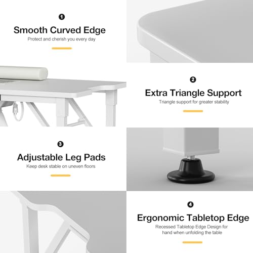 Foldable Nail Desk Manicure Table, Folding Nail Table Station for Nail Tech w/Dust Collector, 2 Open Shelves & 2 Drawers, Foldable Manicure Desk w/Wrist Cushion, Lockable Wheels - color: White
