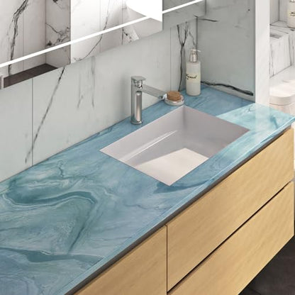 FunStick 15.8"x240" Blue Marble Countertop Contact Paper Marble Wallpaper Peel and Stick Countertops for Kitchen Cabinet Contact Paper Waterproof Self Adhesive Countertop Vinyl Wrap for Bathroom Desk - size: 236" x 15.8"