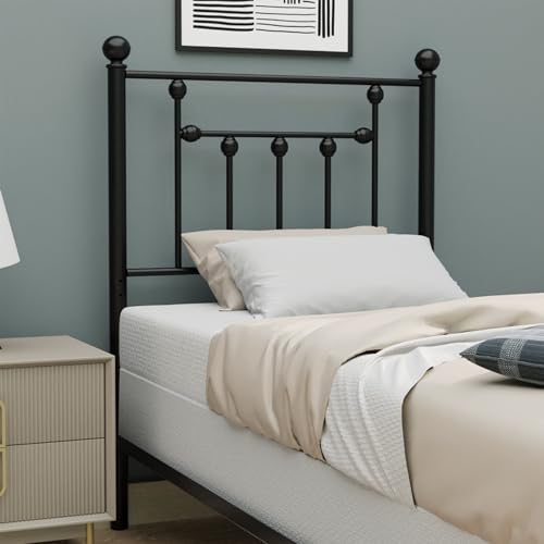 Victorian Twin Size Metal Bed Frame Height Adjustable Headboard Only, Wrought Iron Black Farmhouse Bed Frame Headboard, Easy Assembly, Short Clearance, Tall or Low Setting - size: Twin, style: Victorian
