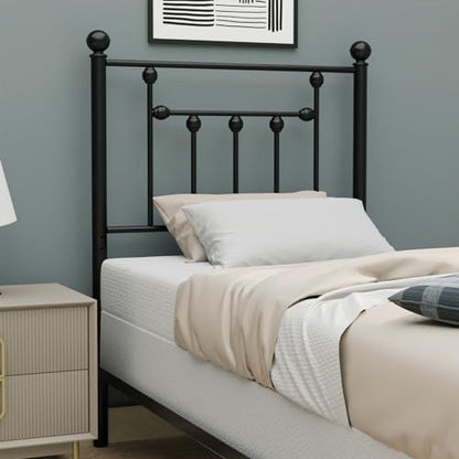 Victorian Twin Size Metal Bed Frame Height Adjustable Headboard Only, Wrought Iron Black Farmhouse Bed Frame Headboard, Easy Assembly, Short Clearance, Tall or Low Setting - size: Twin, style: Victorian