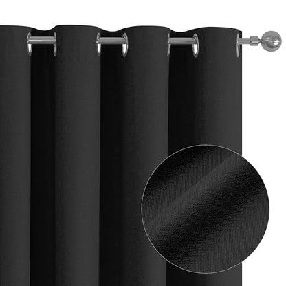 ChrisDowa Black Blackout Curtains 45 Inches Long 2 Panels for Bedroom | Room Darkening,Light Blocking,Thermal Insulated,Faux Linen,Farmhouse,Grommet,Window Treatment,Drapes,Living Room,52x45 - color: Black, size: 52"W x 45"L (Pack of 2)