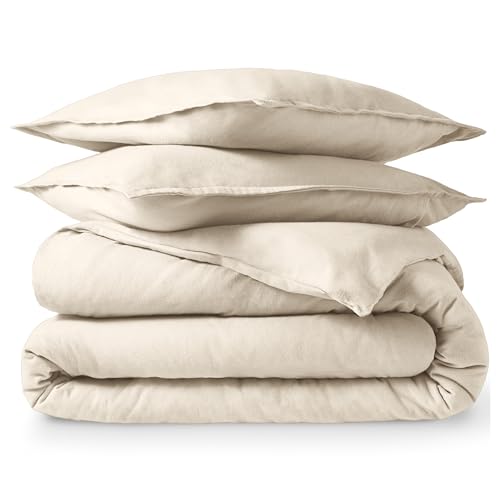 Bare Home Flannel Duvet Cover Set (Full, Sand) | 100% Cotton, Velvety Soft, Heavyweight, Premium Flannel, Double Brushed, Includes Sham Pillow Covers - color: 05 - Sand (No Comforter), size: Full