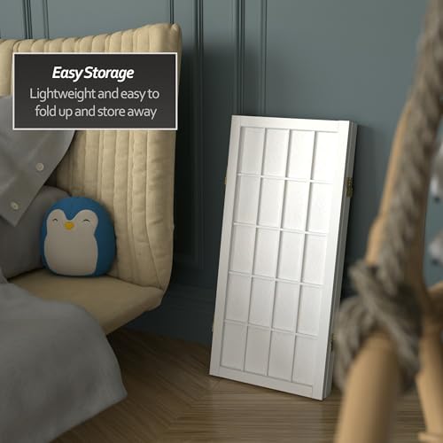 2 ft. Short Desktop Window Pane Shoji Screen - White - 3 Panels - color: White, size: 3 Panel