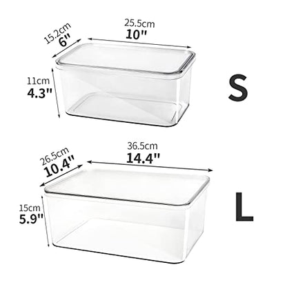 Clear Storage Bins With Lids,5 Packs Food Storage Organizer,Cabinet Storage Basket for Clothing, Towels, Cosmetics, Kitchen Storage Containers,Transparent Pantry Containers (3L+2S) - size: 3L+2S