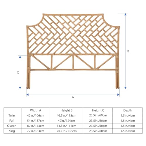 Kouboo Rattan Chippendale Headboard Twin Size Natural - size: Twin
