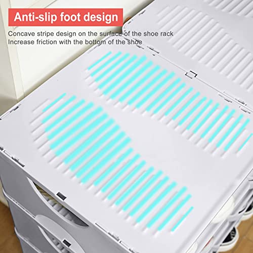 6-Tier Shoe Rack, Stackable Storage Organizer for Bedroom Entry, Adjustable Rack, Shoe Slots Shelf, Easy Tower Rack, Grey - color: Grey