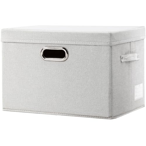 Collapsible Storage Bin with Lid [1-Pack] Fabric Foldable Storage Box Organizer Container Basket Cube with Cover for Home Bedroom Closet Office Nursery Beige(15.3x10x9.7) - color: Beige, size: M(1-Pack)