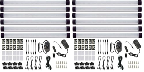 AIBOO LED Under Counter Light Rigid Bar Kit, Plug in Corded 12V LED Under Cabinet Lighting Dimmable with Switch for Counter Shelf Showcase Display Lighting (6 Panels,Daylight White) (Pack of 2) - size: 6-Bar-Kit (Pack of 2)