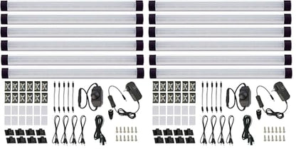 AIBOO LED Under Counter Light Rigid Bar Kit, Plug in Corded 12V LED Under Cabinet Lighting Dimmable with Switch for Counter Shelf Showcase Display Lighting (6 Panels,Daylight White) (Pack of 2) - size: 6-Bar-Kit (Pack of 2)