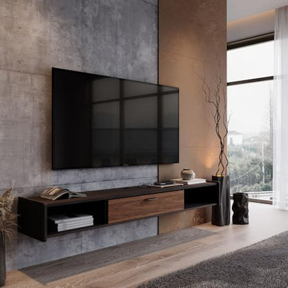 47'' Floating TV Stand,Wall Mounted TV Console,Walnut | Floating TV Cabinet, Under TV Shelf for Bedroom Living Room - color: Walnut, size: 47 IN