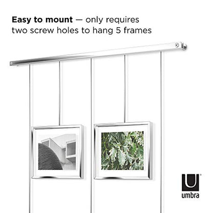 Umbra Exhibit Picture Frame Set, Adjustable Wall Mount, Set of 5, Chrome | Steel construction, customizable layout, damage-free hanging, fits 4x6 and 5x7 photos, includes mounting hardware - color: Chrome, size: Set of 5, style: 5-Opening