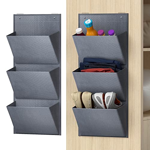 Wall Mounted Hanging Organizer 2Pack,Shoes Rack/Can Store 6Pairs of Plus-Size Sneakers,Also Stores Boots.with Sticky Hanging Mounts, Shoes Holder,Door Shoe Hangers (SM08-Gray-2) - color: SM08-Gray-2