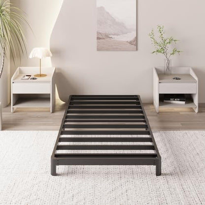 Yicensen 4 Inch Twin Bed Frame Low Profile No Box Spring Needed, Heavy Duty Metal Twin Size Platform Bed Frame with Rounded Corner Legs, Easy Assembly, Noise Free, Black - size: Twin, style: 4 Inch