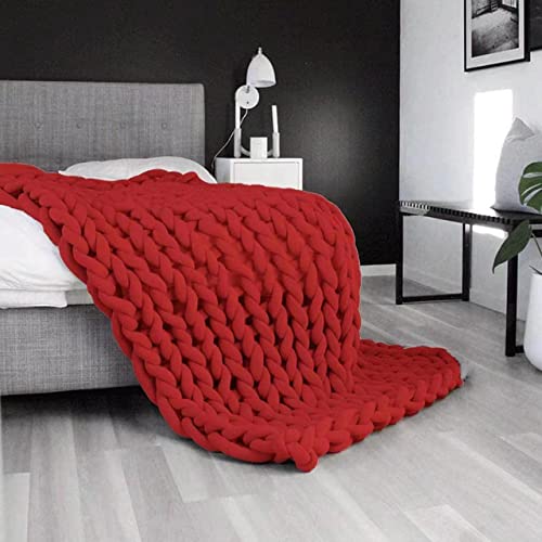 Giant Arm Knitting Chunky Yarn for Braided Knot Throw Blanket, Jumbo Chunky Ya rn Twist Tubular Yarn Soft Extra Thick Yar n, Fluffy Bulky Weave Craft Crochet (Elegant Red 1.1 lb) - color: Elegant red, size: 1.1 lb