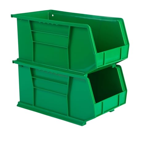 HE HUDSON EXCHANGE 15" x 8" x 7" (12 Pack) Plastic Stackable Storage Bin, Green - color: Green, size: 12 Pack
