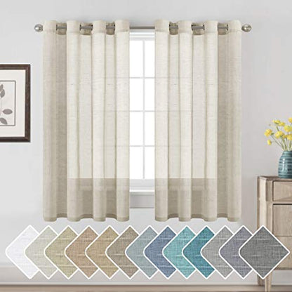 H.VERSAILTEX Linen Curtains Flax Linen Blended Curtain Panels for Living Room/Bedroom Semi Sheer Privacy Curtains 63 inch Length 2 Panels Set Nickel Grommet Window Drapes, Natural - color: Natural, size: 52"W x 63"L (Pack of 2)