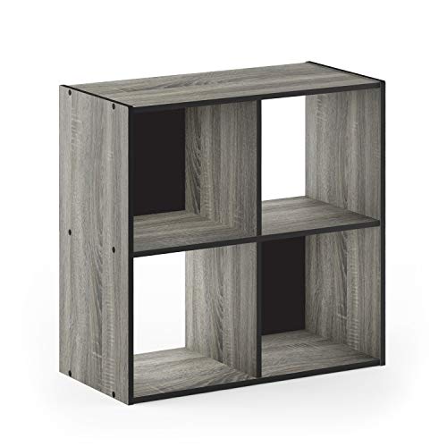 Furinno Pelli Cubic Storage Cabinet, 2x2, French Oak Grey/Black - color: French Oak/Black, size: 4-Cube