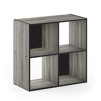 Furinno Pelli Cubic Storage Cabinet, 2x2, French Oak Grey/Black - color: French Oak/Black, size: 4-Cube