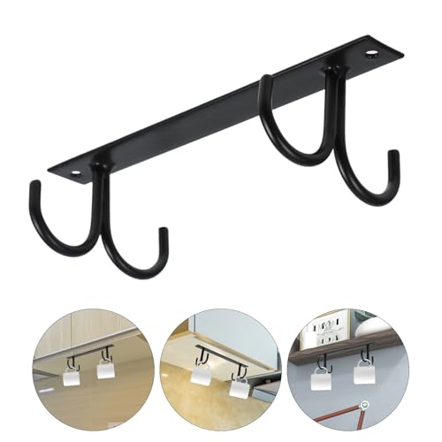 Wakauto Iron Kitchen Mug Rack 4-Hook Hanging Cup Holder Under Cabinet Coffee Mug Organizer with Iron Wire for Kitchen Storage and Cup Draining