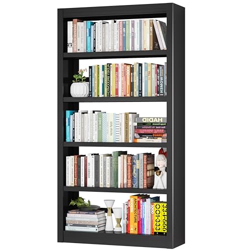 VASAAOSD Metal Bookshelf - Adjustable Black Bookcase, 5 Tier Book Shelf | Heavy Duty Sturdy Book Case, Modern Bookshelves and Bookcases for Home Office, Living Room, Bedroom, Library(69" H) - color: Black, size: 69" H