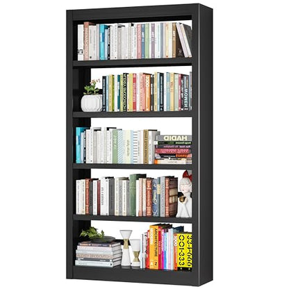 VASAAOSD Metal Bookshelf - Adjustable Black Bookcase, 5 Tier Book Shelf | Heavy Duty Sturdy Book Case, Modern Bookshelves and Bookcases for Home Office, Living Room, Bedroom, Library(69" H) - color: Black, size: 69" H