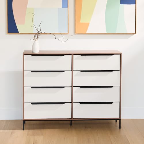 Lira Premium 8 Drawer Fabric Dresser - Engineered Wood Frame Chest of Drawers for Bedroom - Strong & Sag-Proof Clothing Organizer with Sleek Metal Handles (Dark Brown) - color: Roasted Chestnut (Dark Brown), size: 11.8"D x 46.2"W x 36.5"H (8 Drawers)