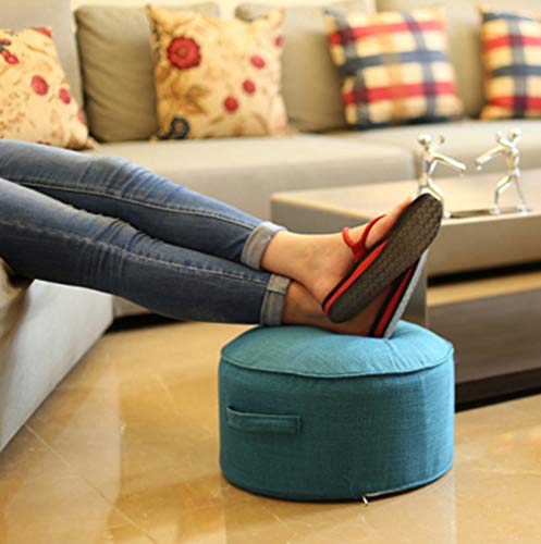 Round Pouf Foot Stools Comfortable Ottoman Floor Seat Cushion Movable Foot Rest Washable Case for Living Room, (Navy) - color: Navy