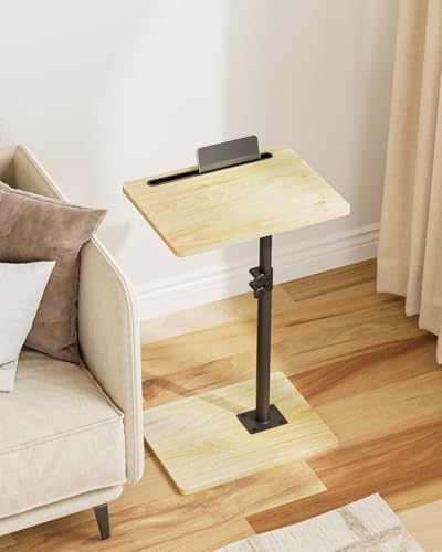 Masupu Sofa Arm Tray Table - 360° Swivel Height Adjustable End Table, Small Snack Side Table for Couch, C Shaped Table for Bed, Chair or TV Tray Table(Natural) - color: Natural